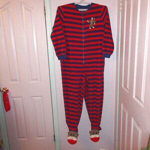 Nick & Nora Fleece Sock Monkey Pajamas Size XXL Footed One Piece Pockets Loungew